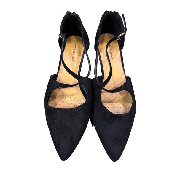 comfortview Shoes - Comfortview 8W Black Suede Heels Women's The Dawn Pump